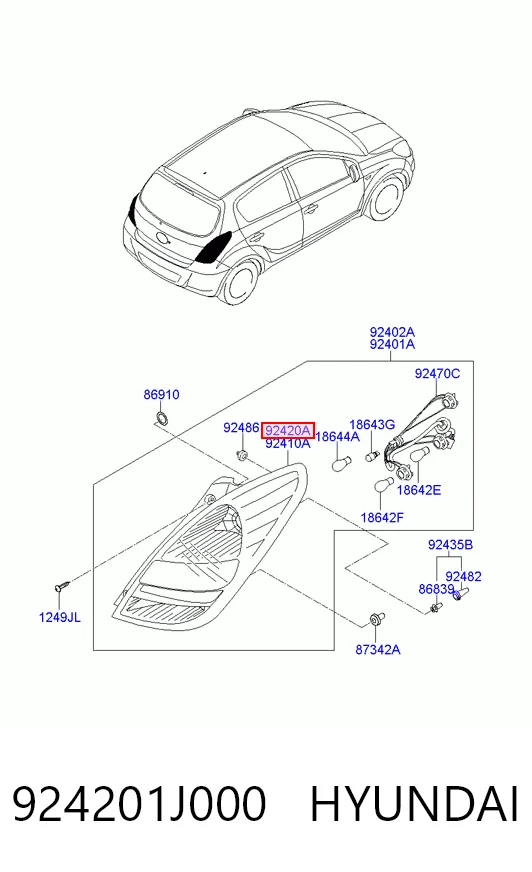Lanterna traseira direita Hyundai I20 preço, a partir de 51,53 USD