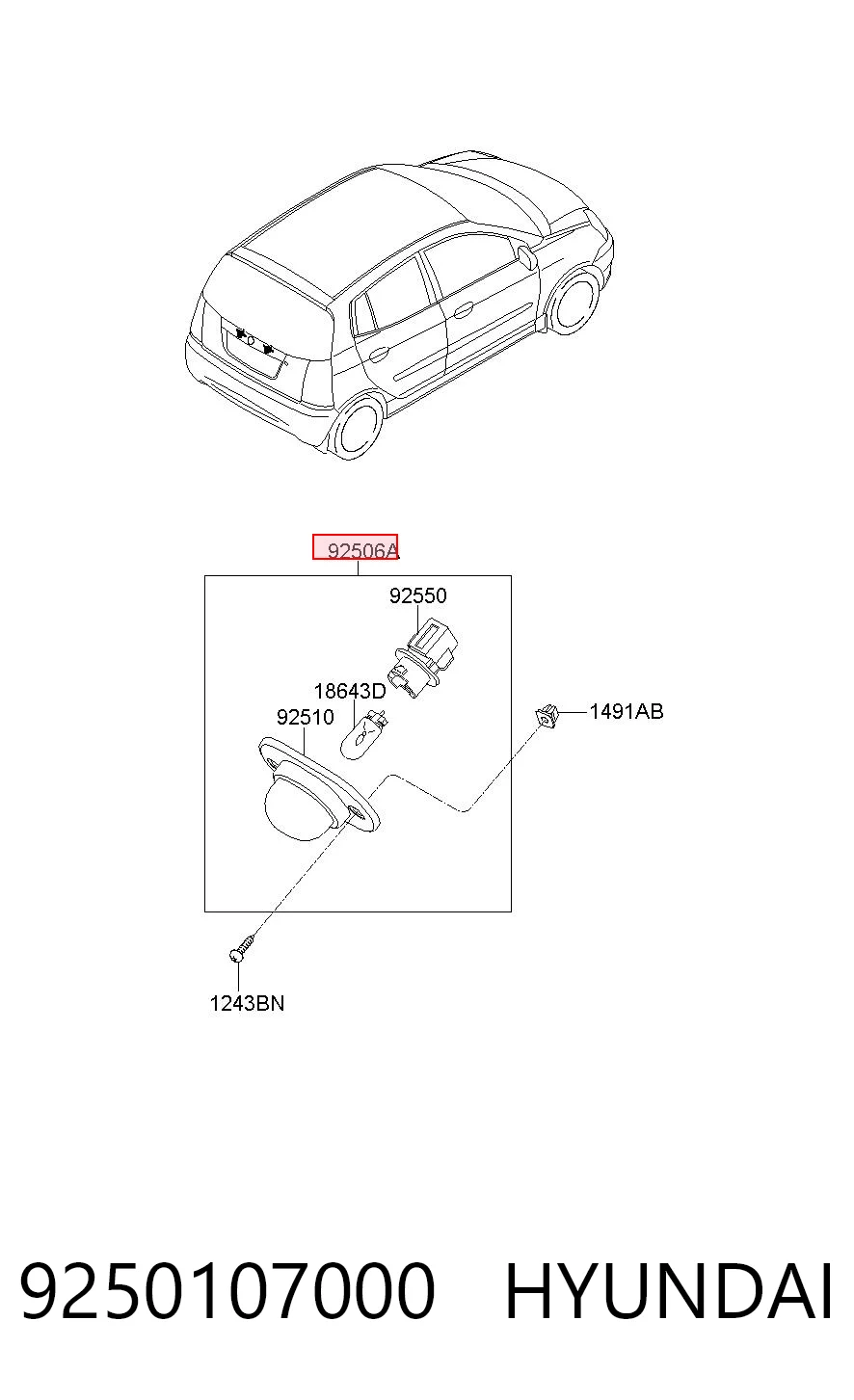 Lanterna da luz de fundo de matrícula traseira KIA Picanto  BA ao melhor preço