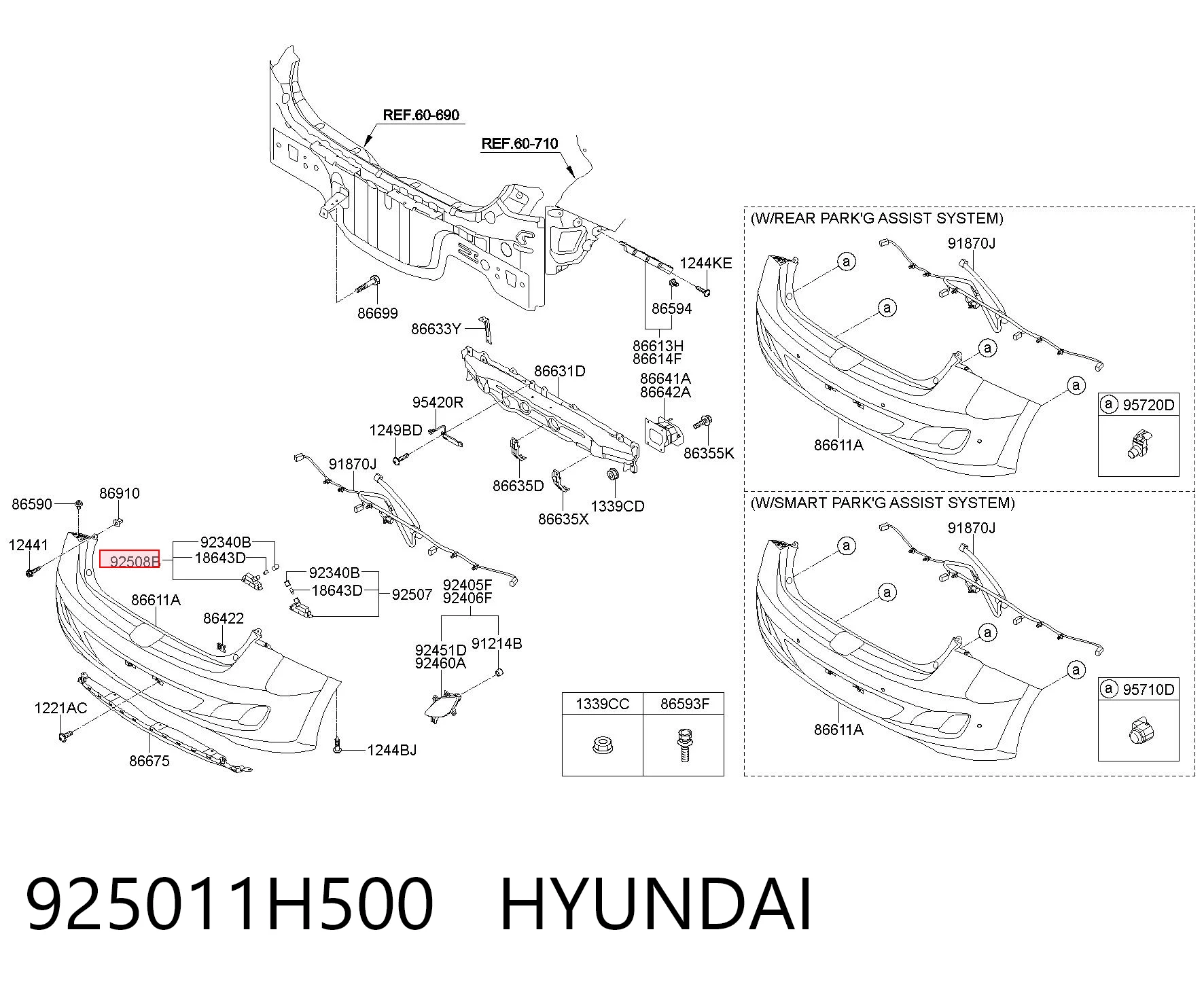 925011H500 Hyundai/Kia Lanterna da luz de fundo de matrícula traseira