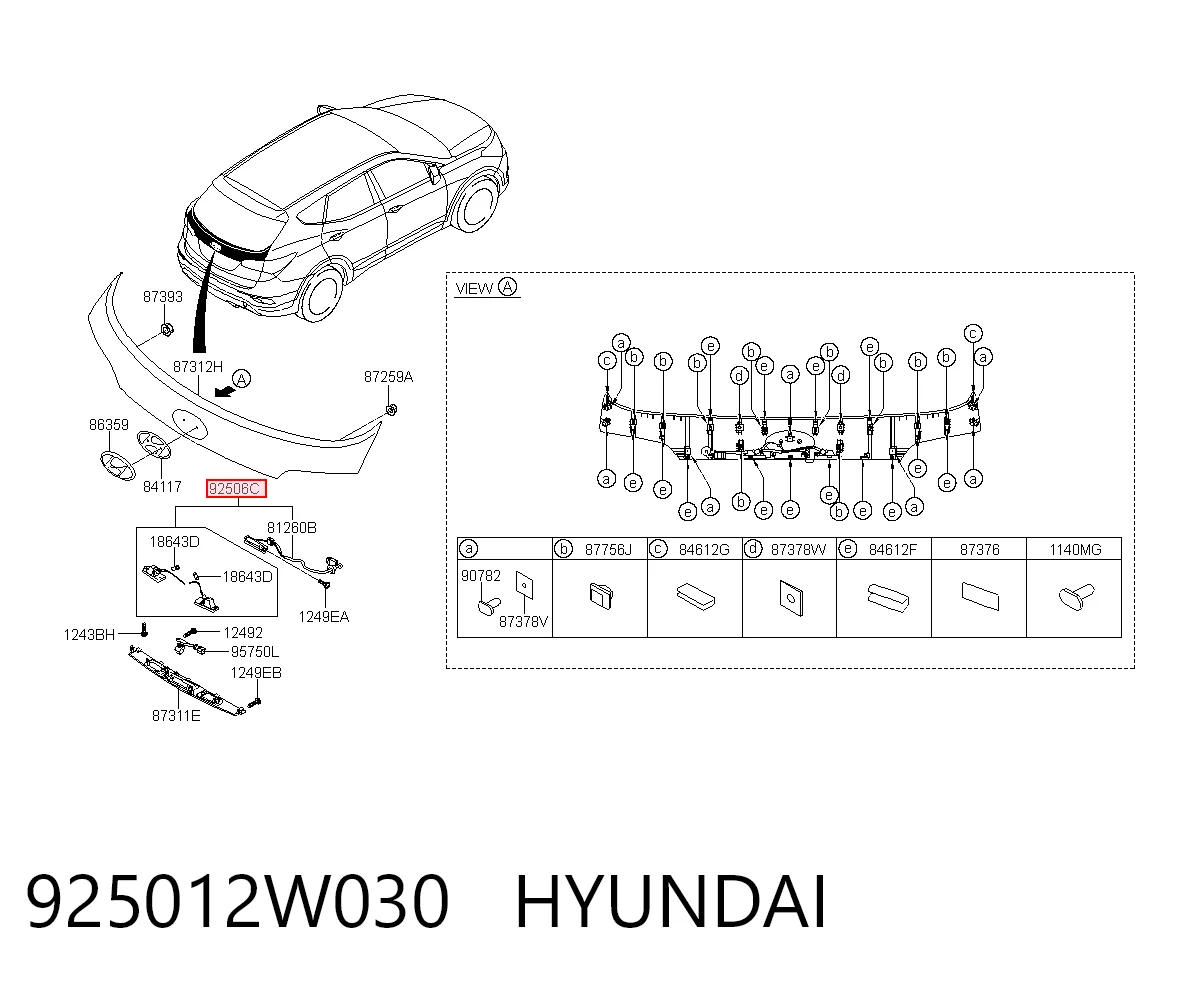 Lanterna da luz de fundo de matrícula traseira Hyundai Santa Fe III DM
