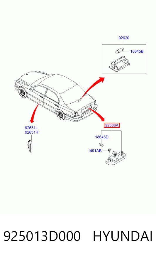 Lanterna da luz de fundo de matrícula traseira Hyundai Sonata EU4 ao melhor preço