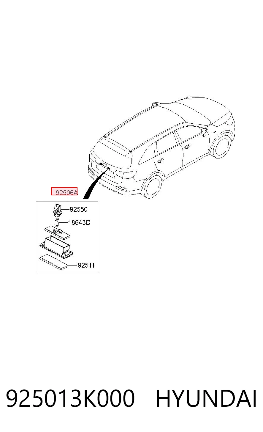 925013K000 Hyundai/Kia Lanterna da luz de fundo de matrícula traseira