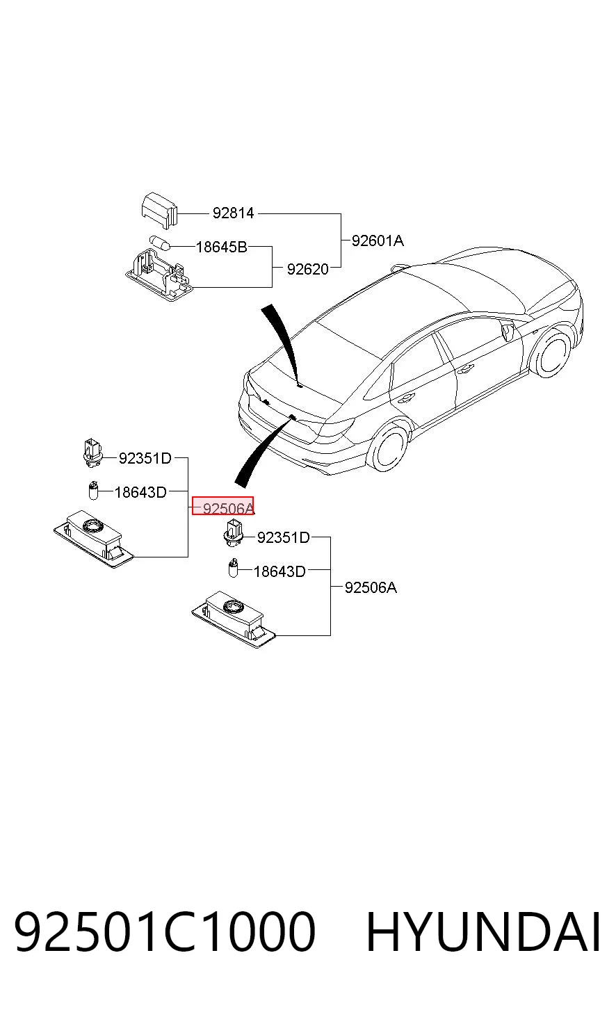 Lanterna da luz de fundo de matrícula traseira para Hyundai Sonata VII LF
