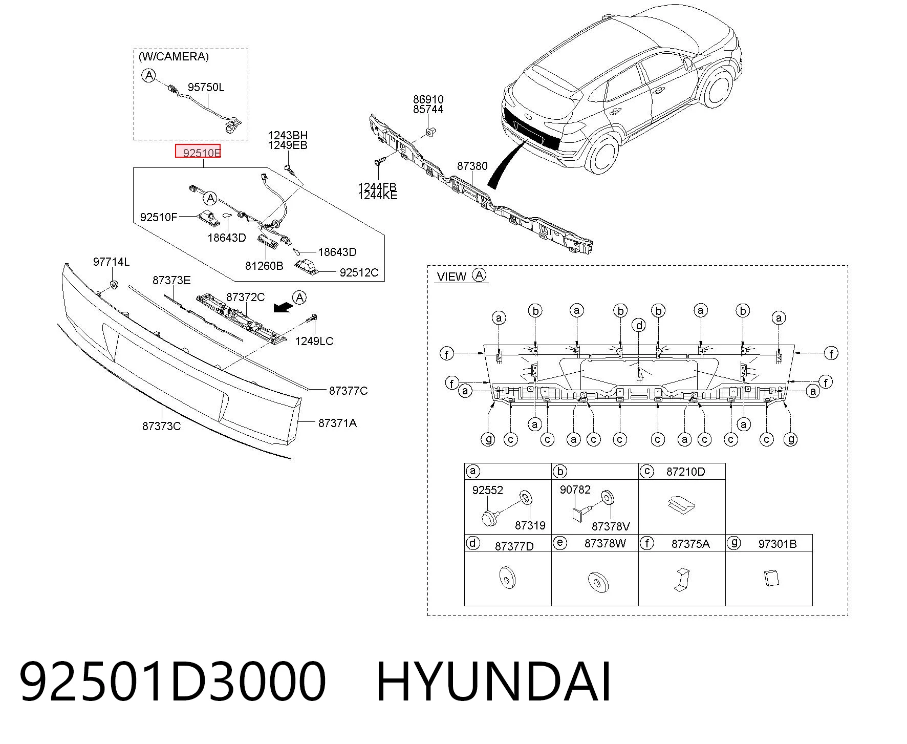 92501D3000 Hyundai/Kia Lanterna da luz de fundo de matrícula traseira