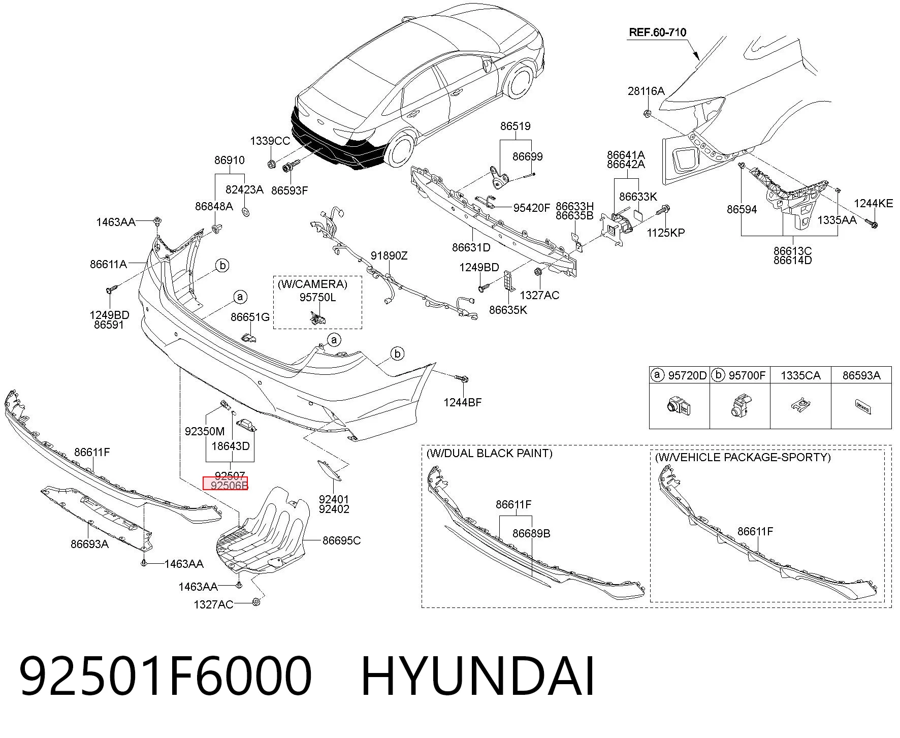 92501F6000 Hyundai/Kia Lanterna da luz de fundo de matrícula traseira