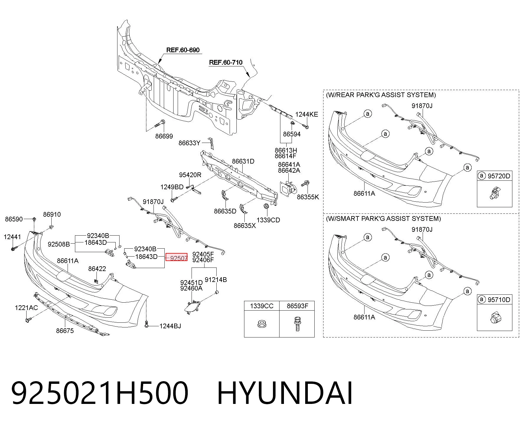 925021H500 Hyundai/Kia Lanterna da luz de fundo de matrícula traseira
