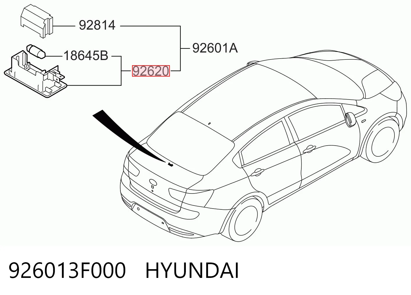 926013F000 Hyundai/Kia Quebra-luz da luz de fundo da seção de bagagem