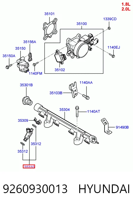 9260930013 Hyundai/Kia Injetor de injeção de combustível