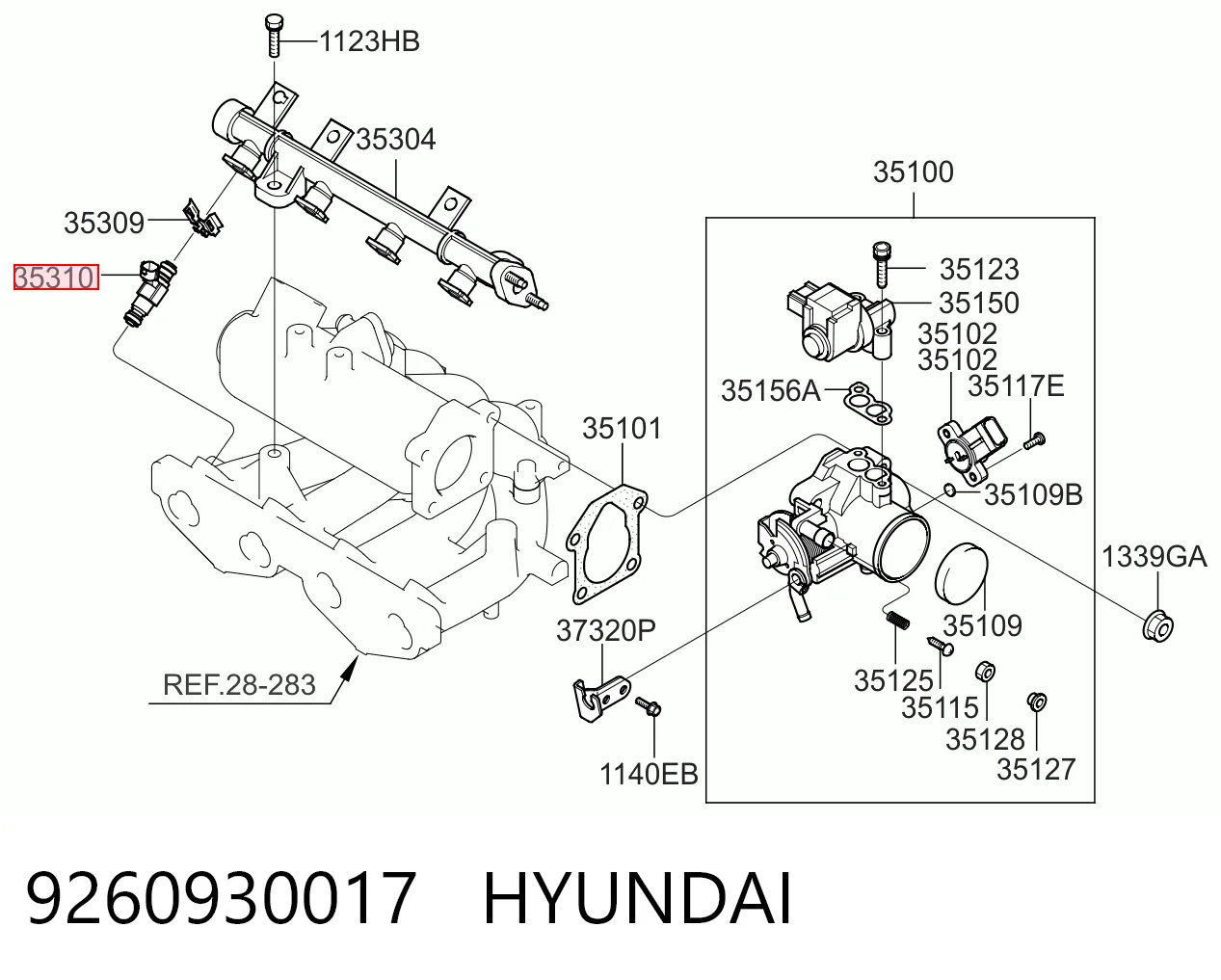 9260930017 Hyundai/Kia Injetor de injeção de combustível