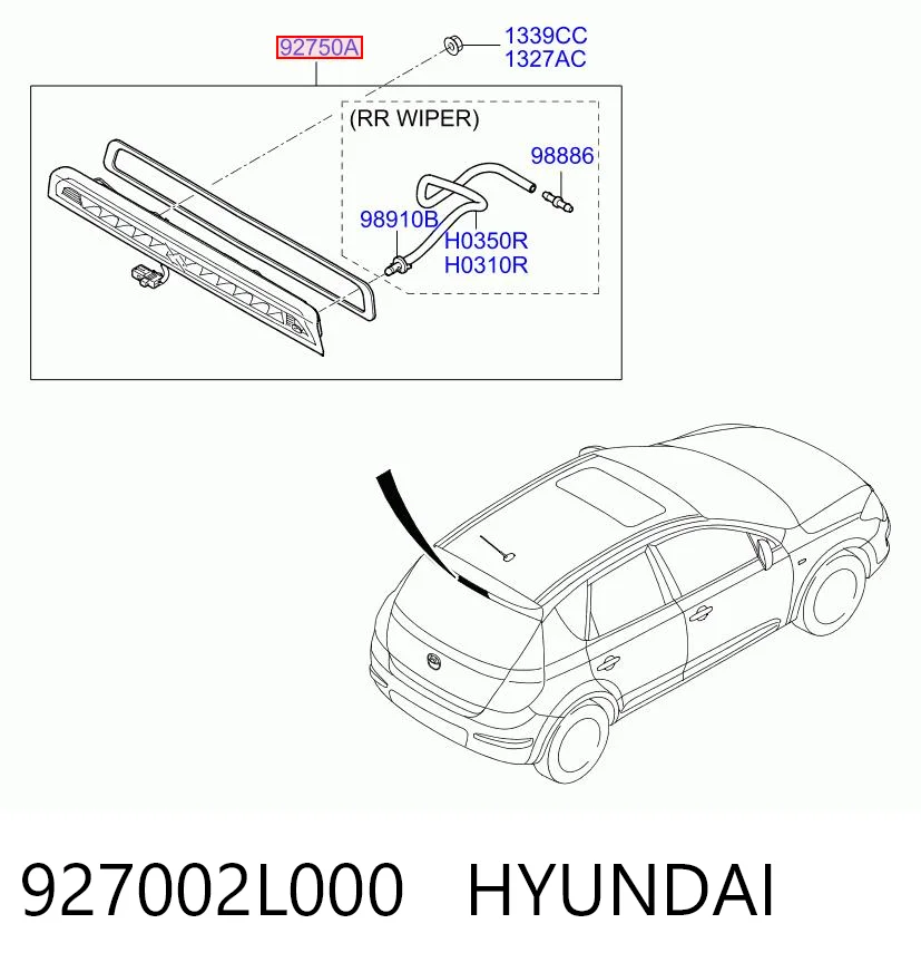 927002L000 Hyundai/Kia Sinal de parada traseiro adicional