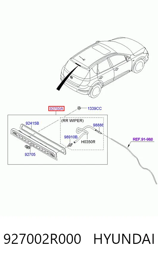 927002R000 Hyundai/Kia Sinal de parada traseiro adicional