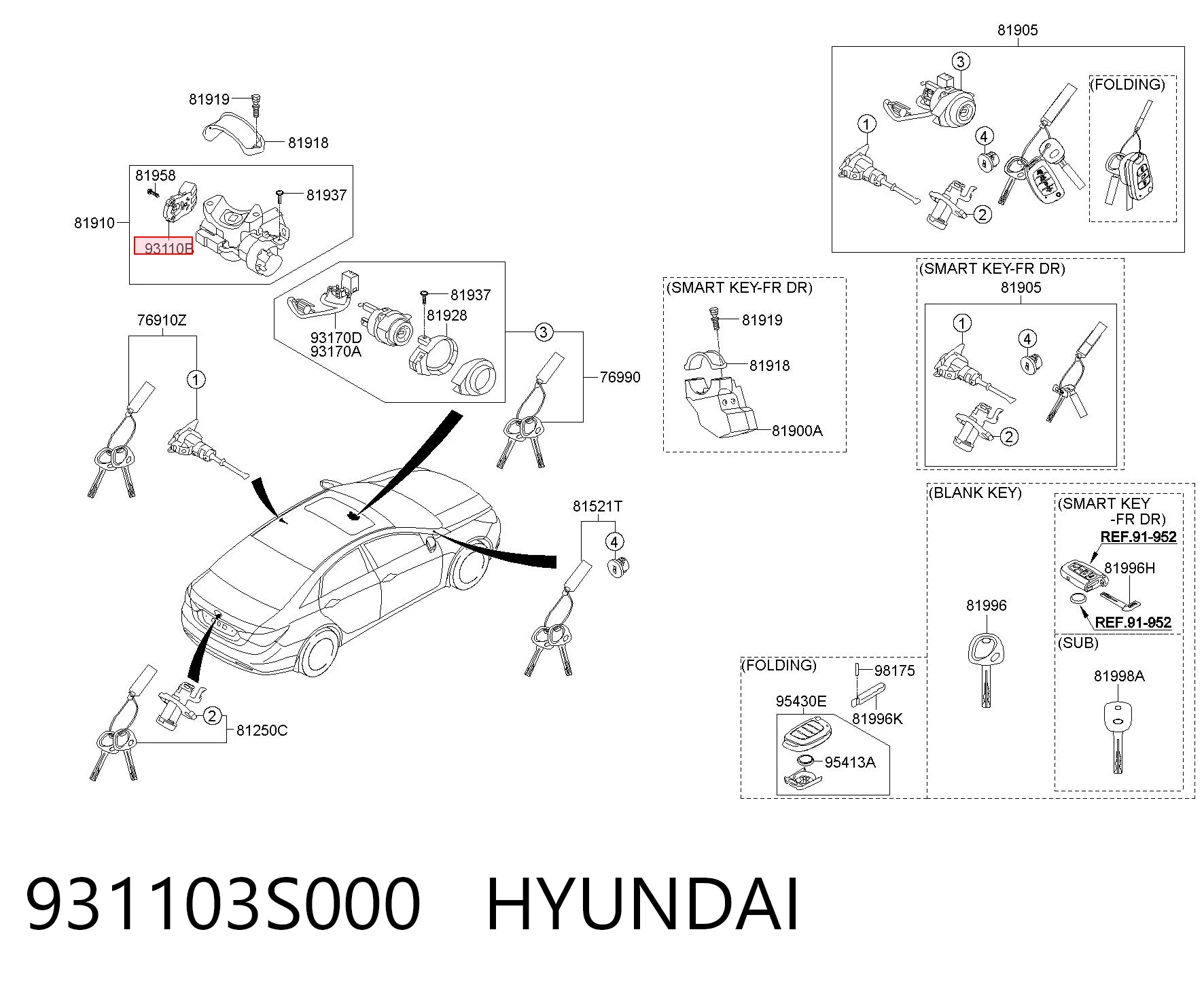 Grupo de contato de fecho de ignição para KIA Sportage III SL