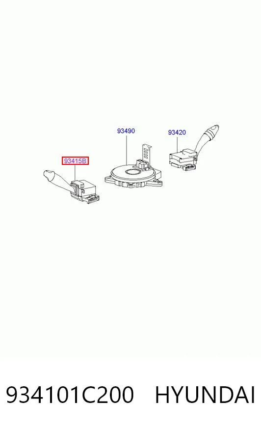 934101C200 Hyundai/Kia Comutador esquerdo instalado na coluna da direção