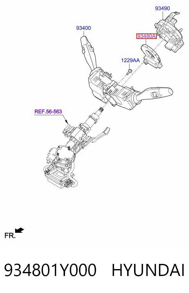 934801Y000 Hyundai/Kia Sensor do ângulo de viragem do volante de direção