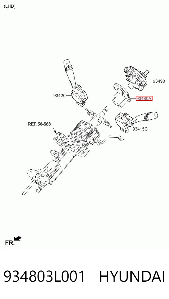 934803L001 Hyundai/Kia Sensor do ângulo de viragem do volante de direção