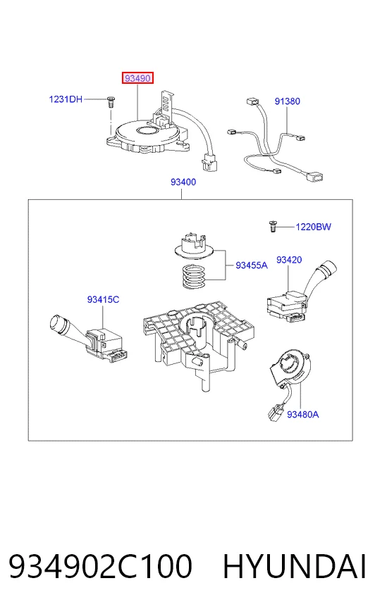  Anel AIRBAG de contato, cabo plano do volante Hyundai Matrix monovolume (FC) (2001 - 2005) 