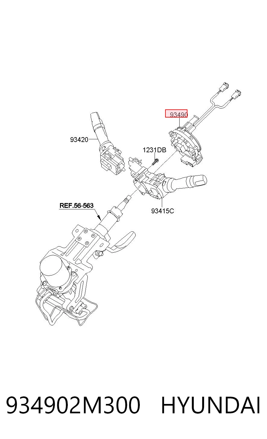 934902M300 Hyundai/Kia Anel AIRBAG de contato, cabo plano do volante