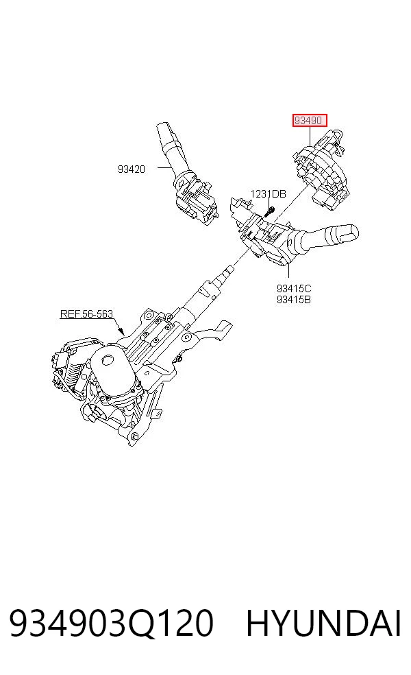 934903Q120 Hyundai/Kia Anel AIRBAG de contato, cabo plano do volante