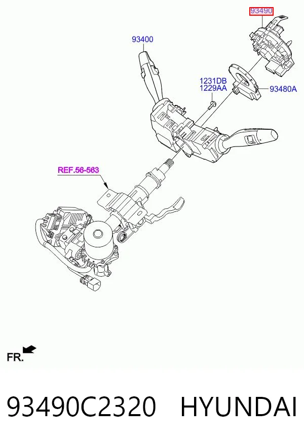 93490C2320 Hyundai/Kia Anel AIRBAG de contato, cabo plano do volante