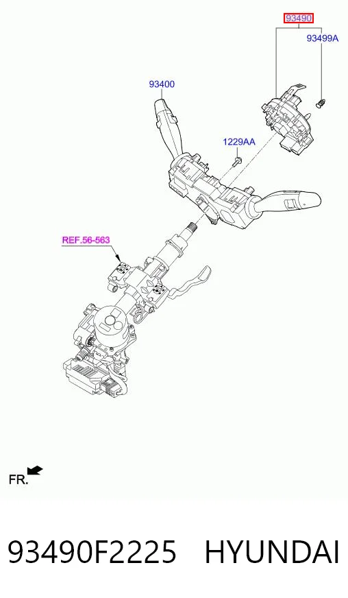 93490F2225 Hyundai/Kia Anel AIRBAG de contato, cabo plano do volante