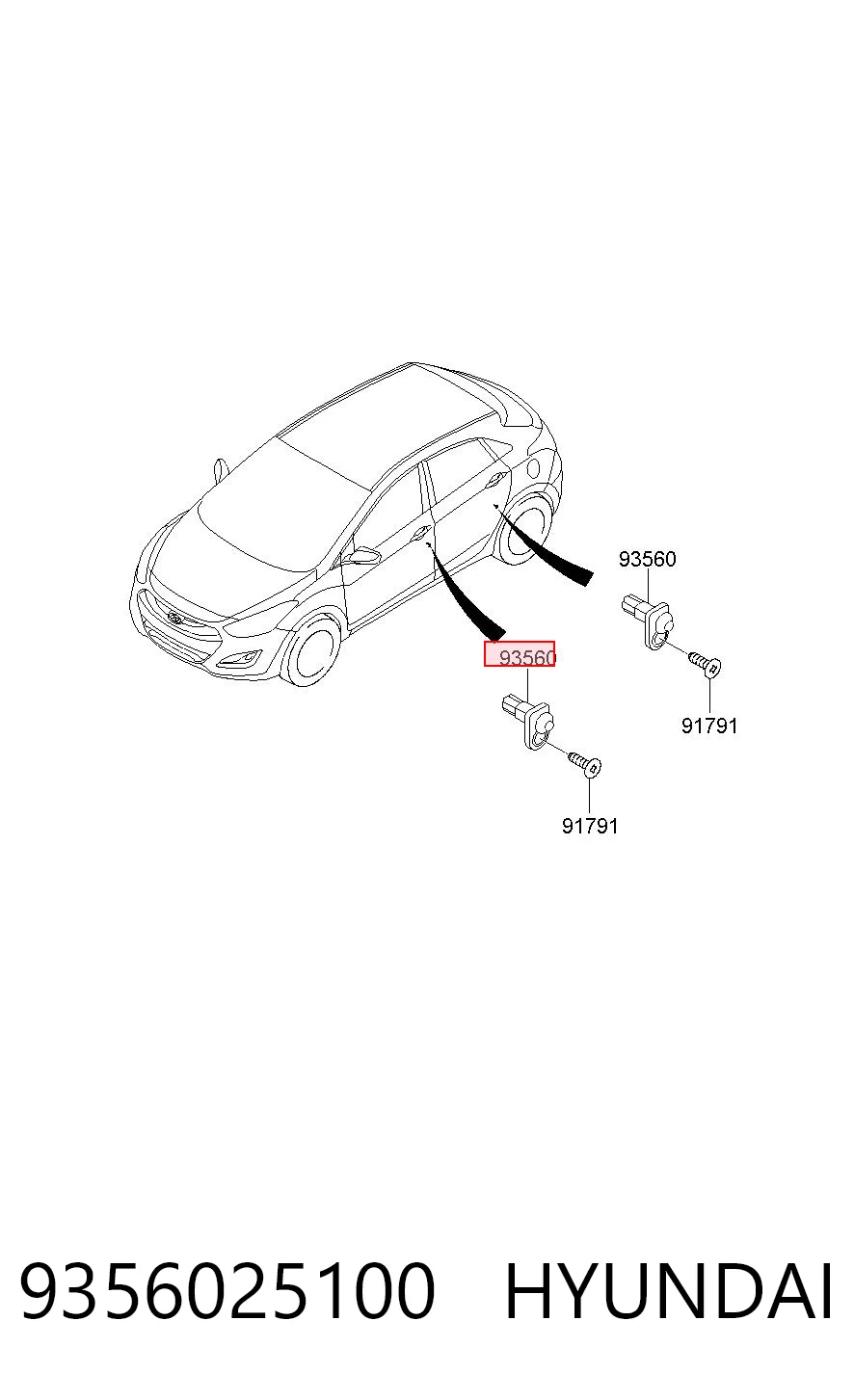 9356025100 Hyundai/Kia Sensor de fechamento de portas (interruptor de fim de carreira)