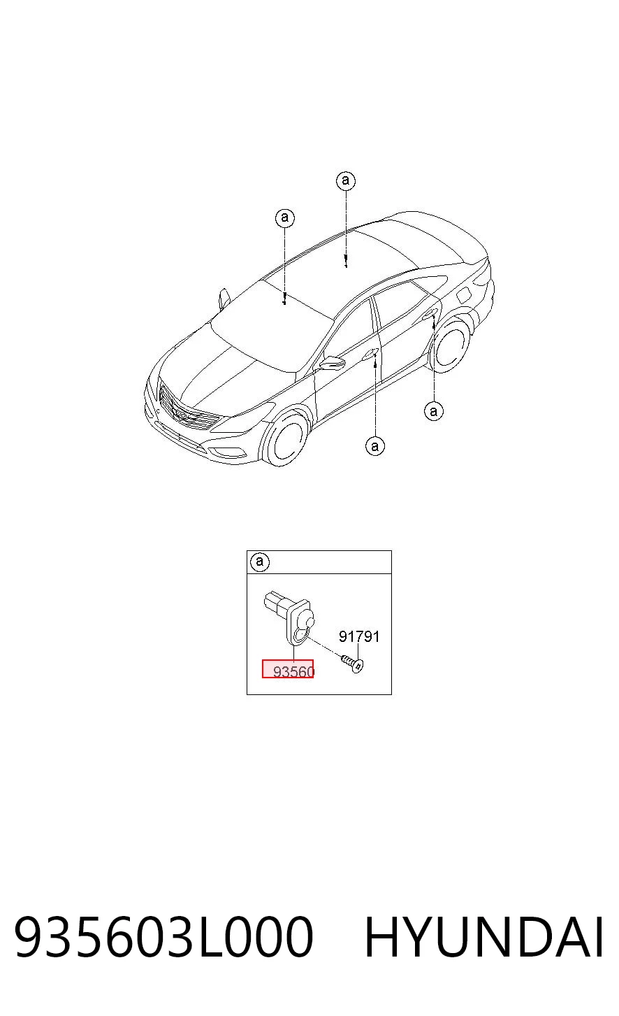 935603L000 Hyundai/Kia Sensor de fechamento de portas (interruptor de fim de carreira)