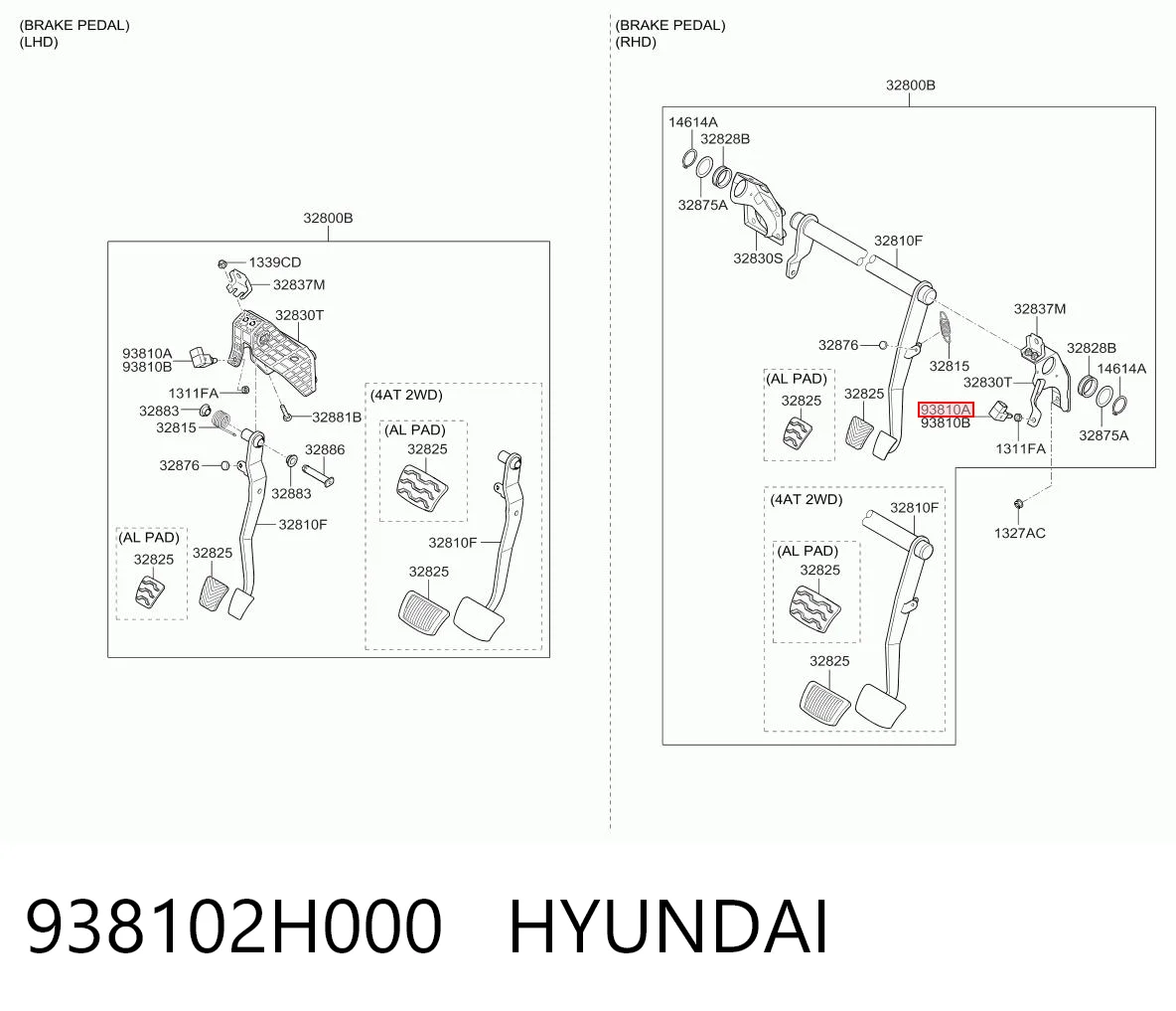 938102H000 Hyundai/Kia Sensor de ativação do sinal de parada