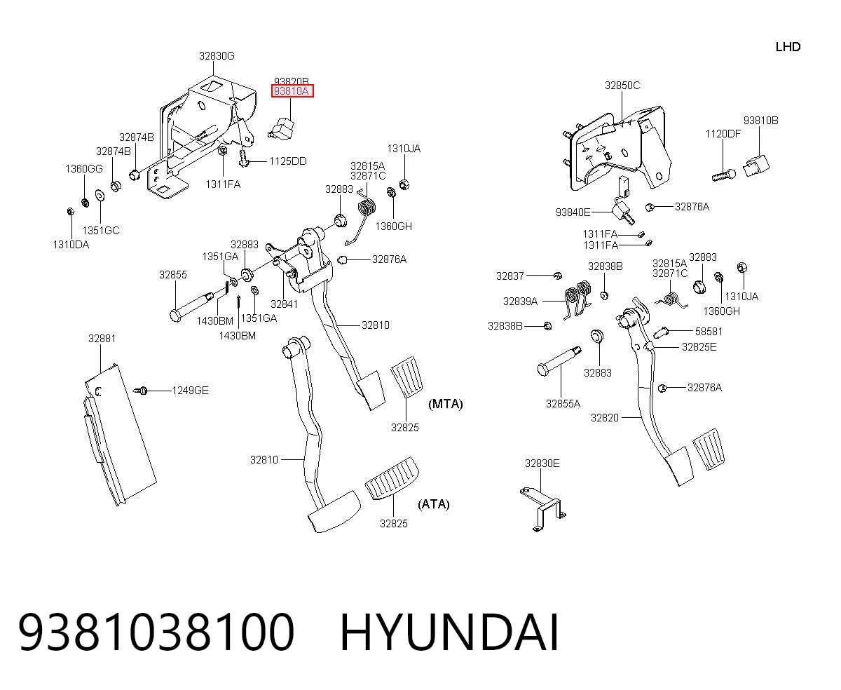 9381038100 Hyundai/Kia Sensor de ativação do sinal de parada