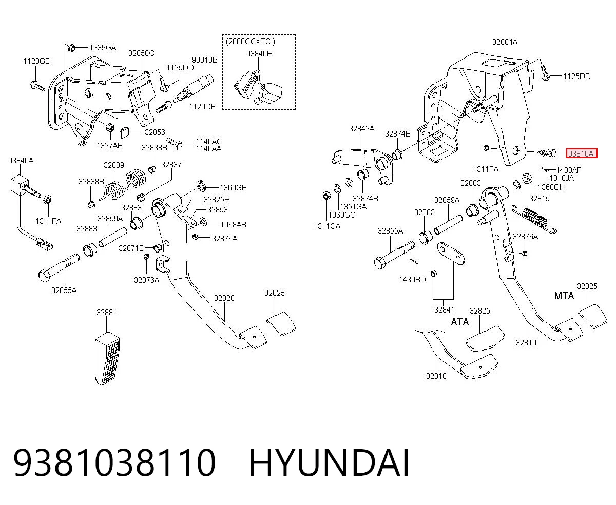 9381038110 Hyundai/Kia Sensor de ativação do sinal de parada