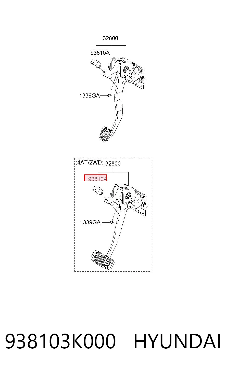 938103K000 Hyundai/Kia Sensor de ativação do sinal de parada