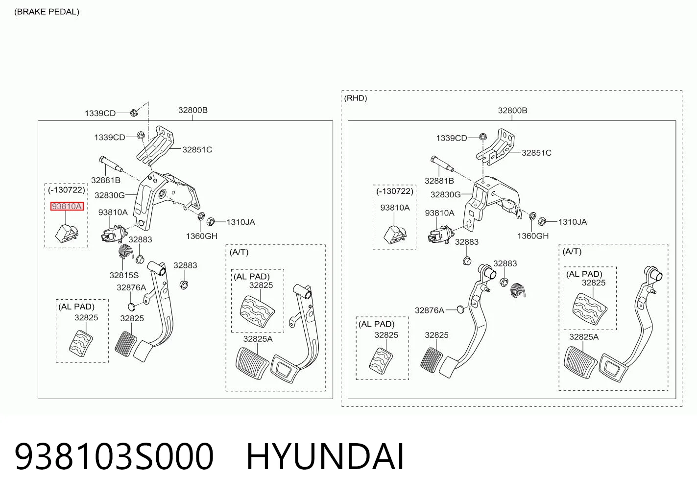 938103S000 Hyundai/Kia Sensor de ativação do sinal de parada