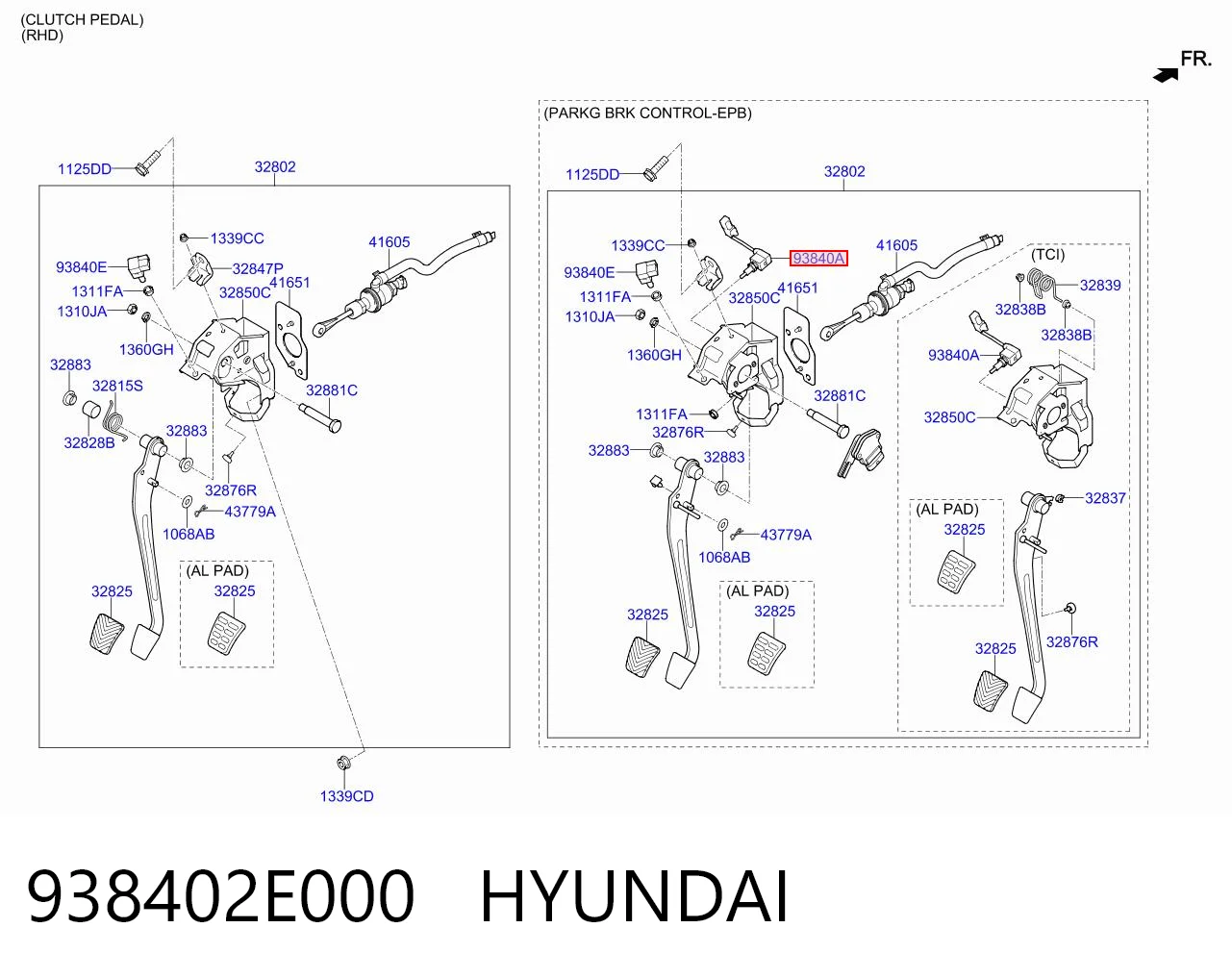 938402E000 Hyundai/Kia Sensor de ativação de embraiagem