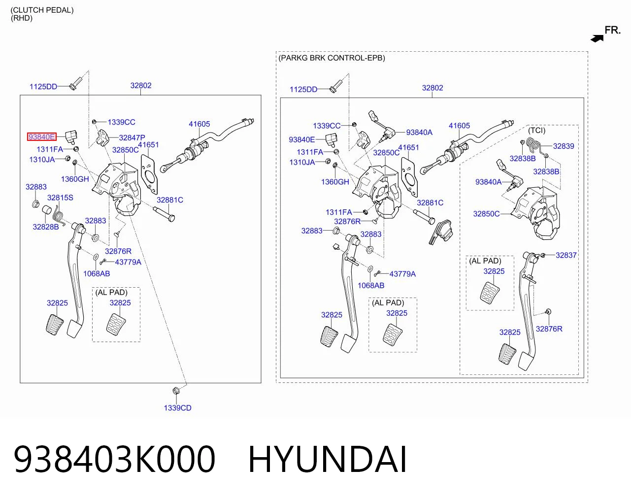 938403K000 Hyundai/Kia Sensor de ativação de embraiagem