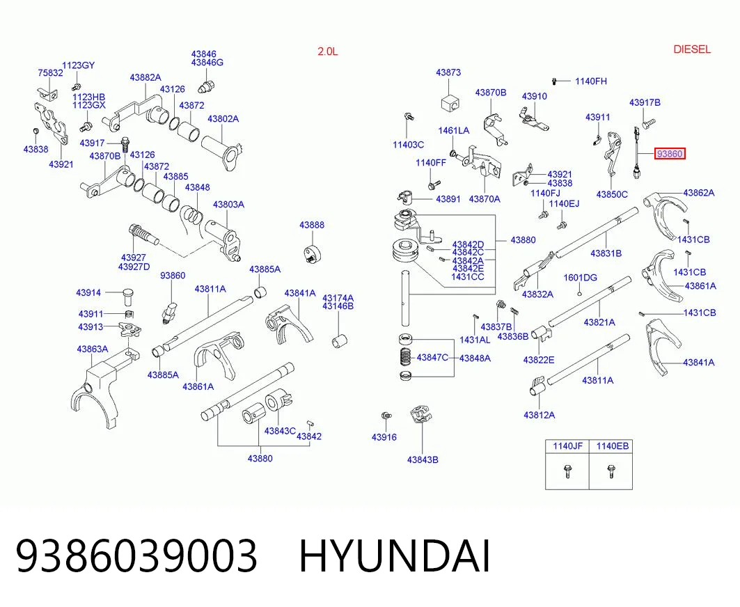 9386039003 Hyundai/Kia Sensor de ativação das luzes de marcha à ré
