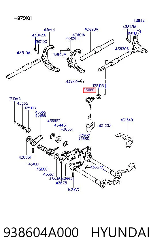 938604A000 Hyundai/Kia Sensor de ativação das luzes de marcha à ré