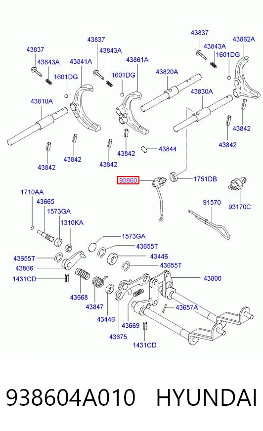 938604A010 Hyundai/Kia Sensor de ativação das luzes de marcha à ré