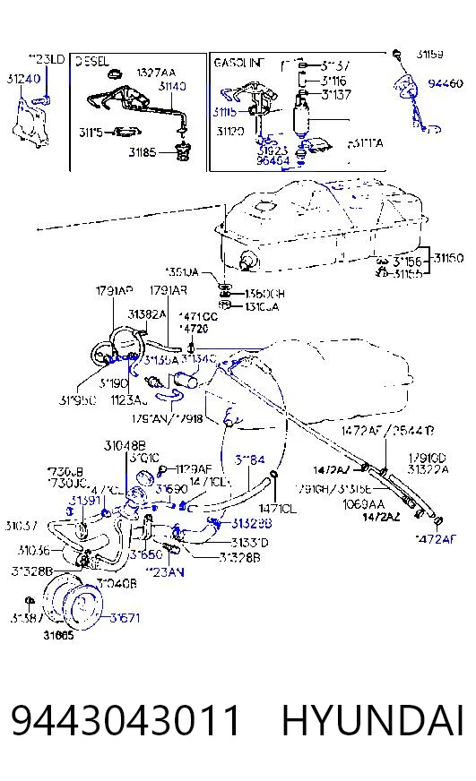 Sensor do nível de combustível no tanque para Hyundai H100 P