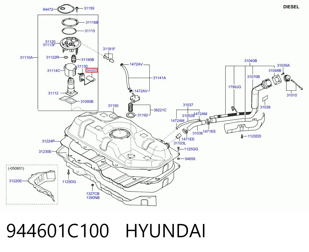 944601C100 Hyundai/Kia Sensor do nível de combustível no tanque