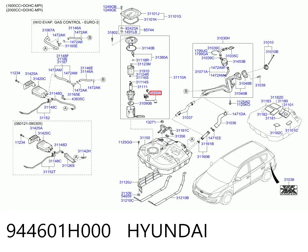 944601H000 Hyundai/Kia Sensor do nível de combustível no tanque