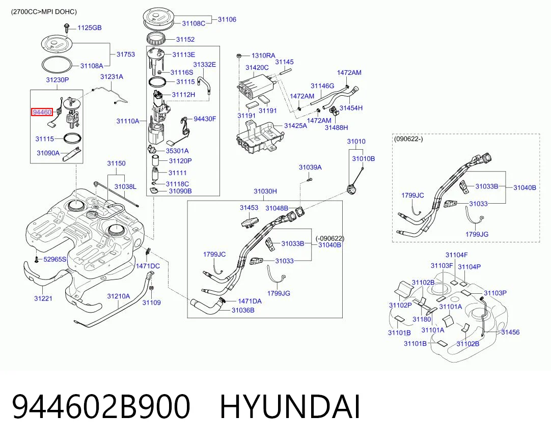 944602B900 Hyundai/Kia Sensor do nível de combustível no tanque