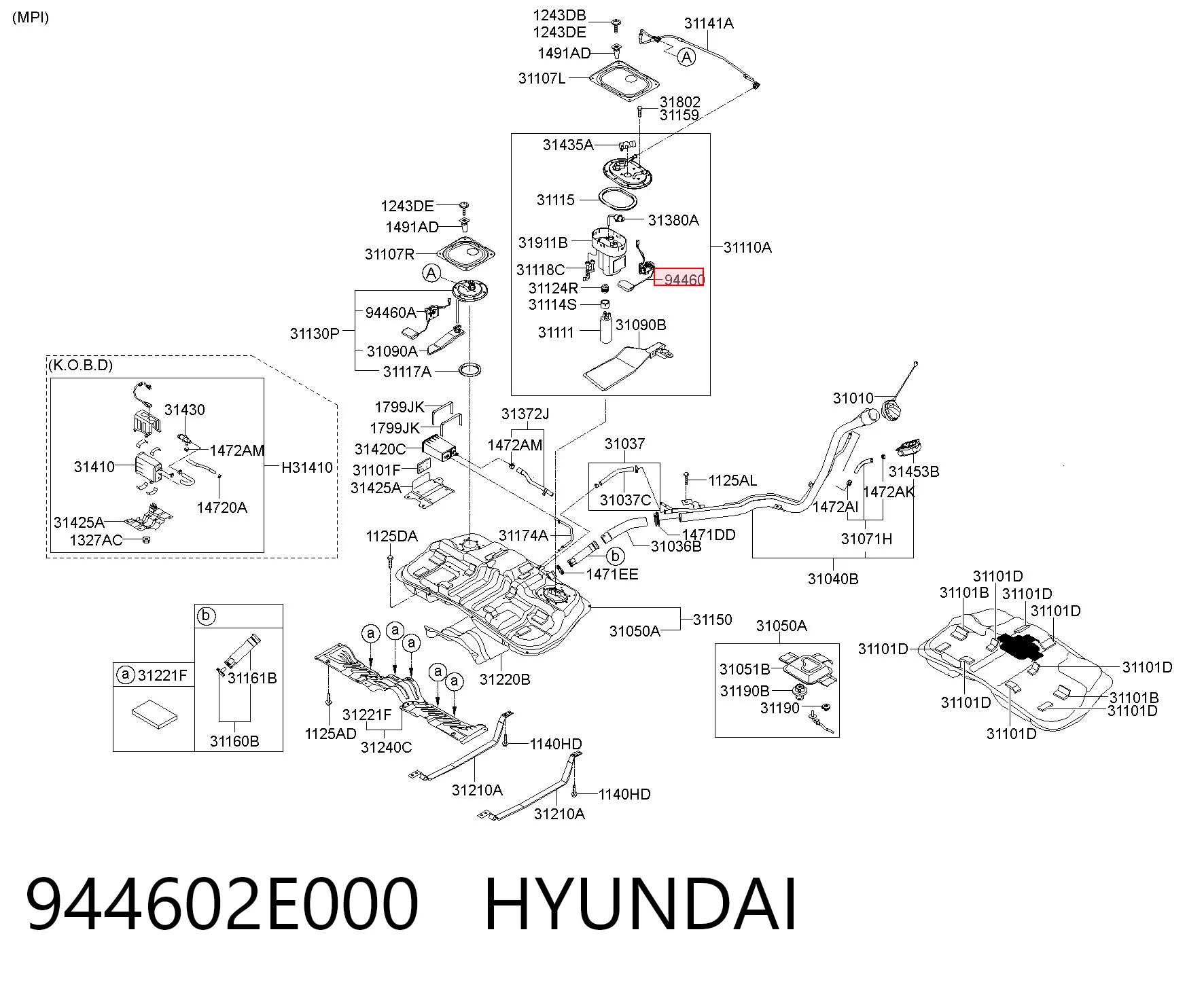 944602E000 Hyundai/Kia Sensor do nível de combustível no tanque
