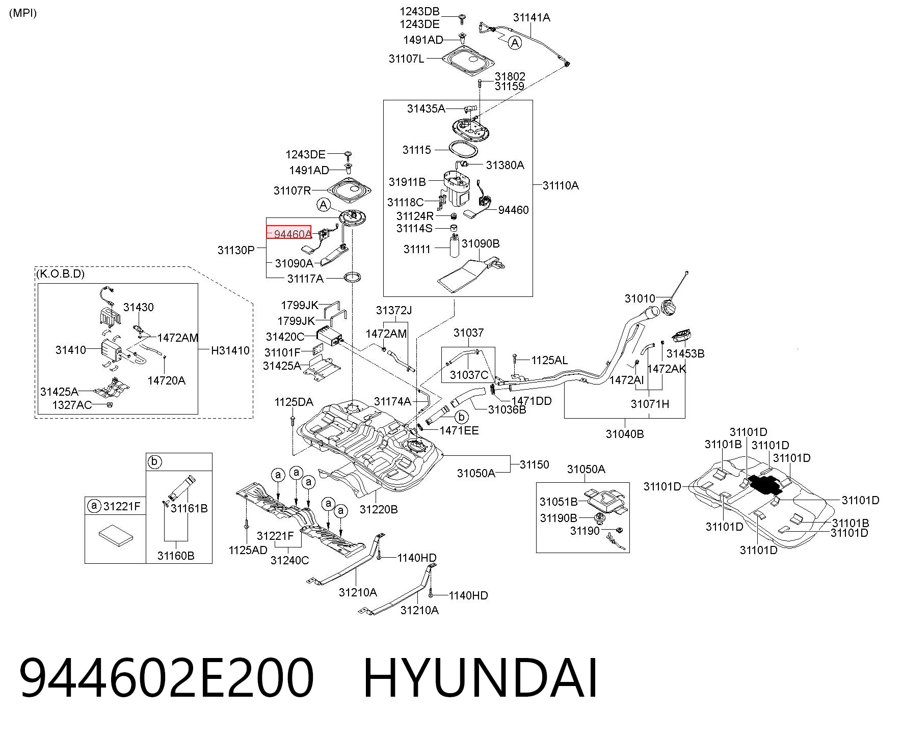 944602E200 Hyundai/Kia Sensor do nível de combustível no tanque