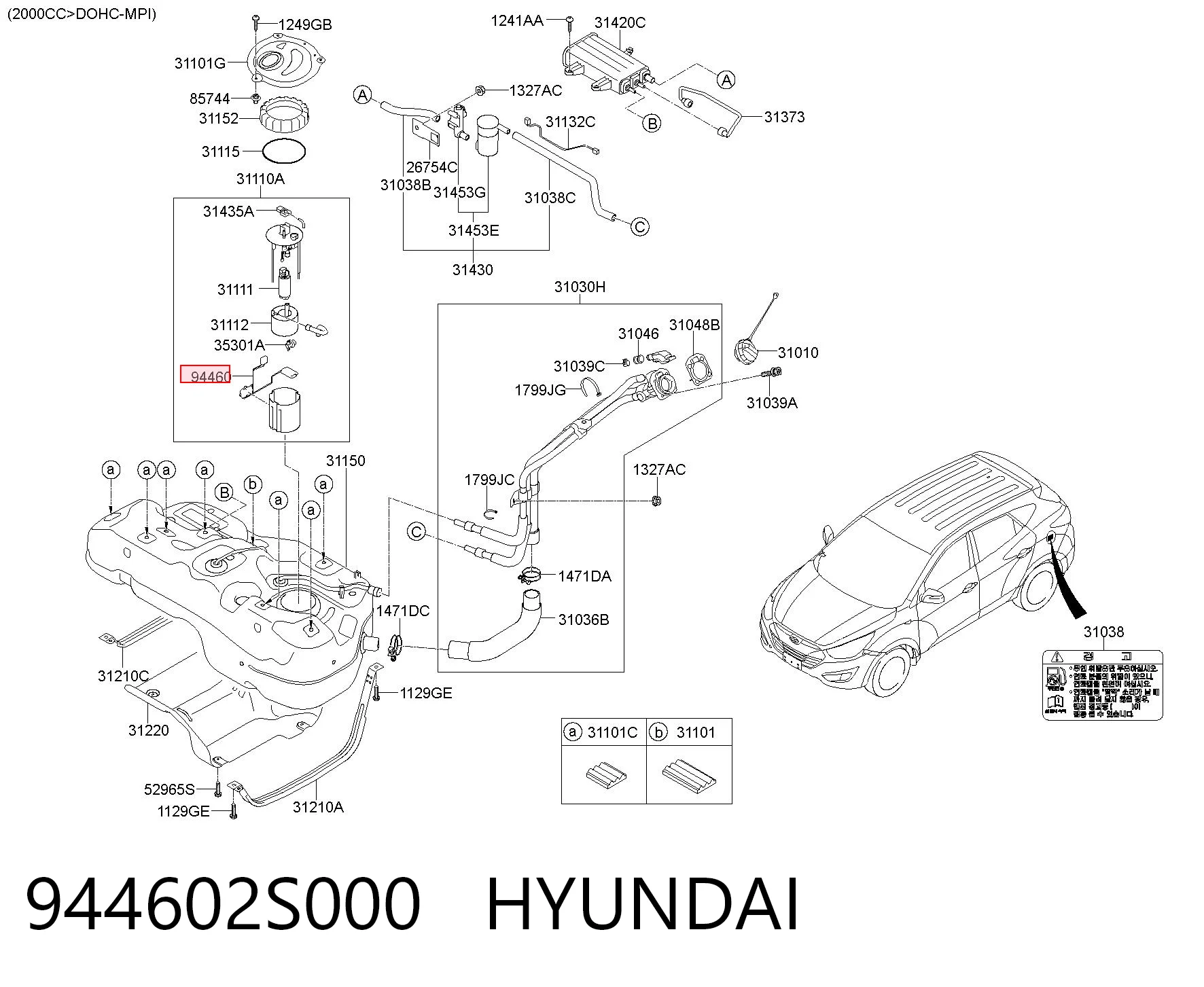 944602S000 Hyundai/Kia Sensor do nível de combustível no tanque