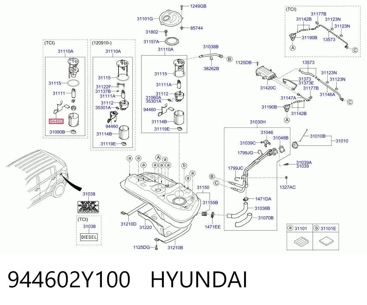 944602Y100 Hyundai/Kia Sensor do nível de combustível no tanque