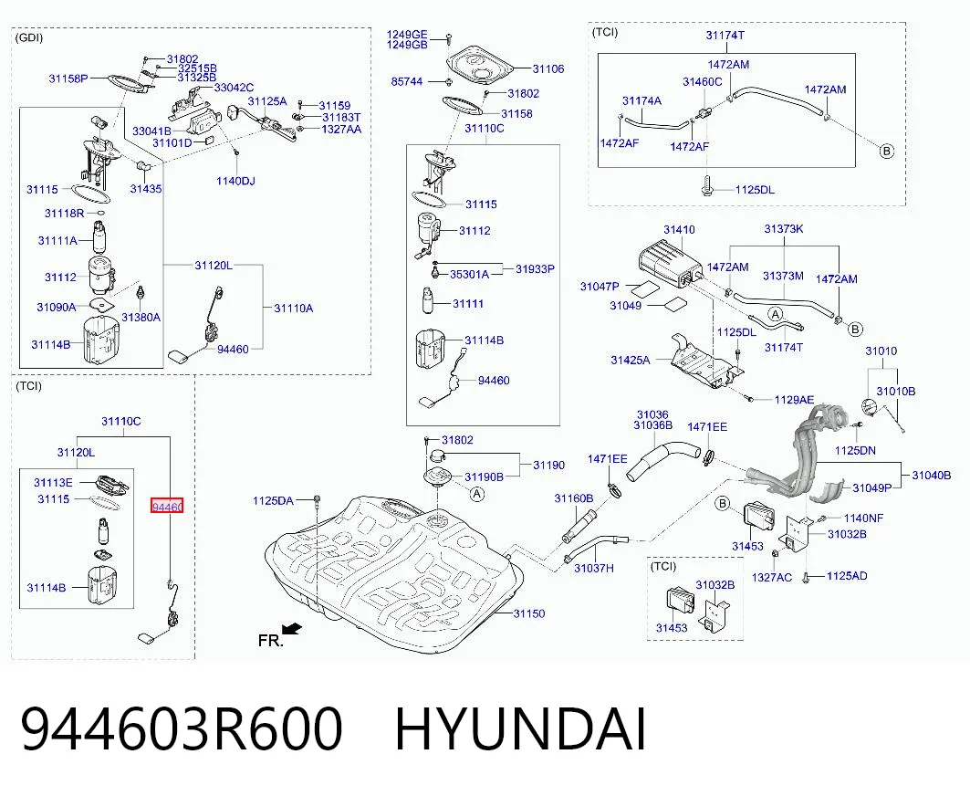 Sensor do nível de combustível no tanque Hyundai I40 I VF