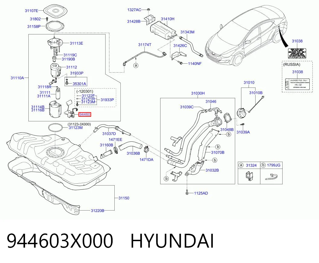 944603X000 Hyundai/Kia Sensor do nível de combustível no tanque