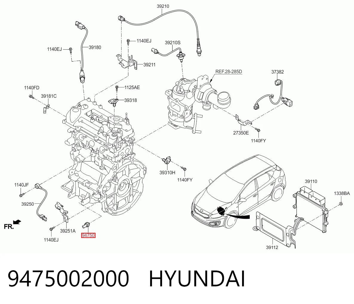 9475002000 Hyundai/Kia Sensor de pressão de óleo