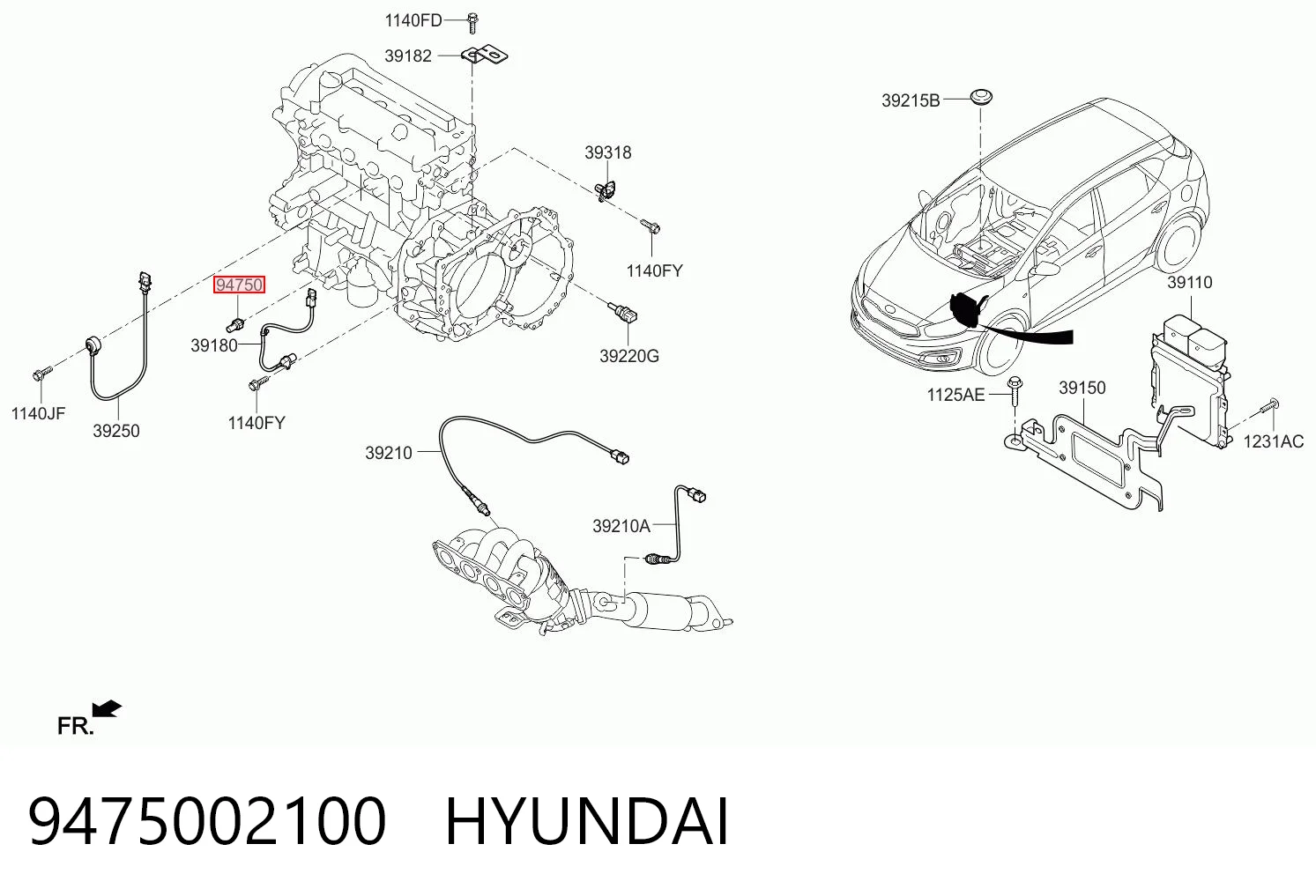 9475002100 Hyundai/Kia Sensor de pressão de óleo
