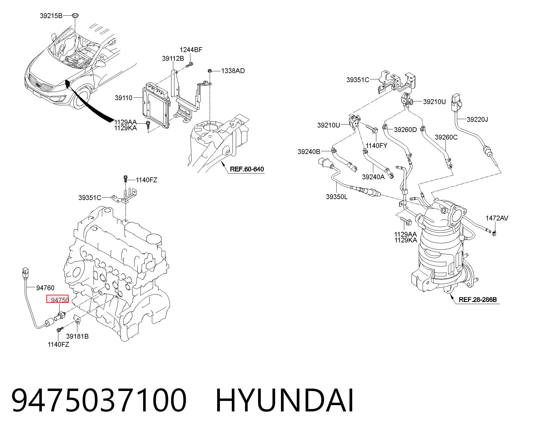 9475037100 Hyundai/Kia Sensor de pressão de óleo