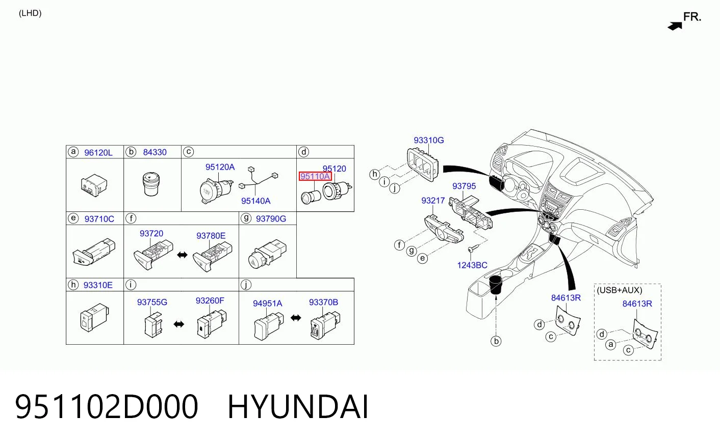951102D000 Hyundai/Kia Acendedor de cigarros